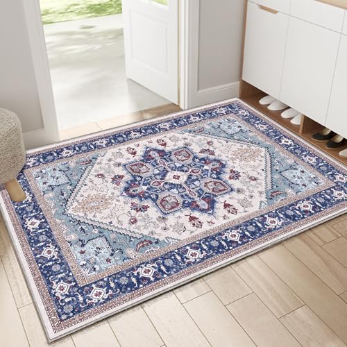 Soft Area Rugs 2x3 (2' x 3' (Rectangular) / Blue & Red)
