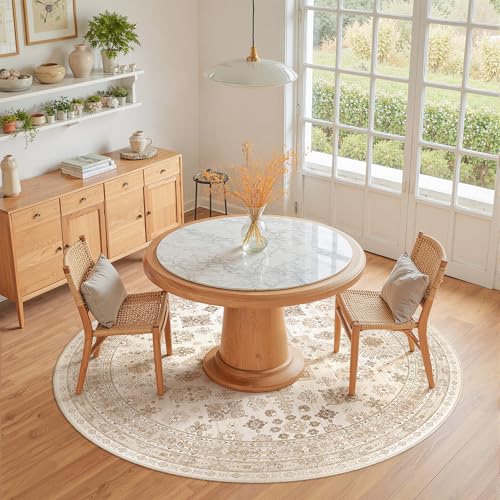 Round Rug 6ft (Cream/Beige / 6' (Round))