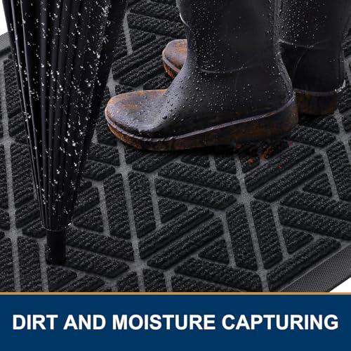 Front Door Mat Outside Entrance (Black / 47" X 23")