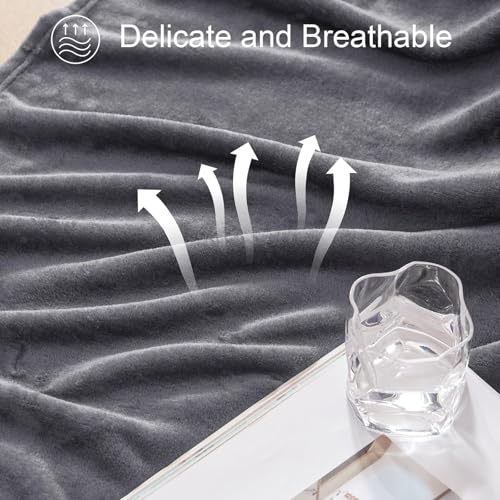 Soft Fleece Blanket Twin Size for Bed (Dark Grey / Twin (60" x 80"))