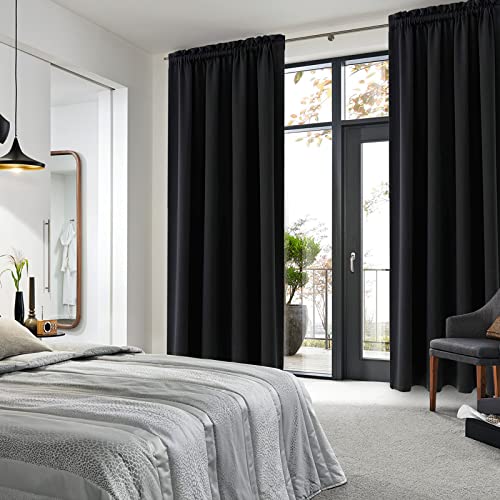 Blackout Curtains for Bedroom Living Room 52 x 84 Inch Long Black (Black / 52"W x 84"L (Pack of 2))