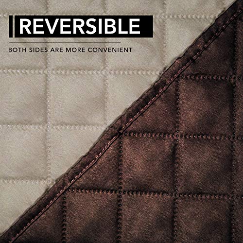 Oversized Recliner Cover Reversible Couch Cover Sofa Cover for Living Room Water Resistant Furniture Protector with Elastic Straps for Pets (Chocolate/Beige / Large Recliner)
