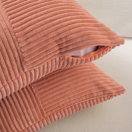 2 Packs Coral Decorative Throw Pillow Covers 18x18 Inch for Living Room Couch Bed (Coral / 18" x 18" (Pack of 2))