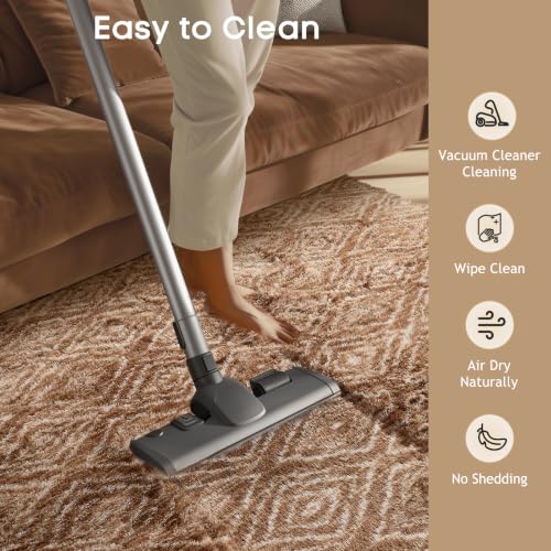 8x10 Brown and White Diamond Striped Rugs for Living Room (Brown and White / 8' x 10' (Rectangular))
