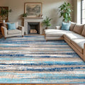 Washable Abstract 9x12 Area Rug for Living Room Non Slip Bedroom Rug (Blue Aqua/Beige Taupe Multi / 9' x 12' (Rectangular))