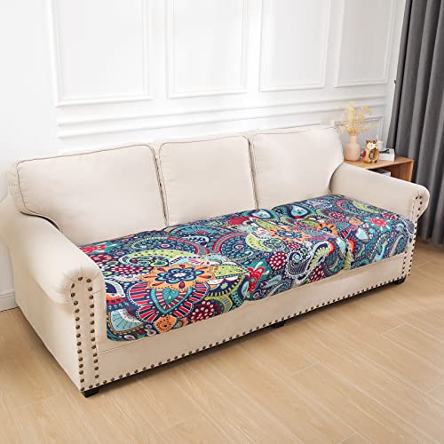 Printed Couch Cushion Covers (Blue / Seat Cover 3 Pack)