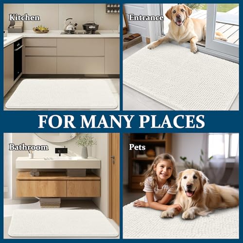 Dog Door Mat for Muddy Paws 59x20 (Ivory / 59" X 20")