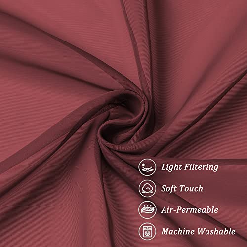 Short Sheer Curtains 45 Inches Length 2 Pieces (Burgundy / 42"W x 45"L (Pack of 2))