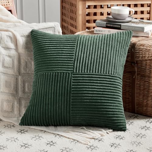 Set of 2 Dark Green Samll Decorative Throw Pillow Covers 12x12 Inch for Living Room Couch Bed (Dark Green / 12" x 12" (Pack of 2))
