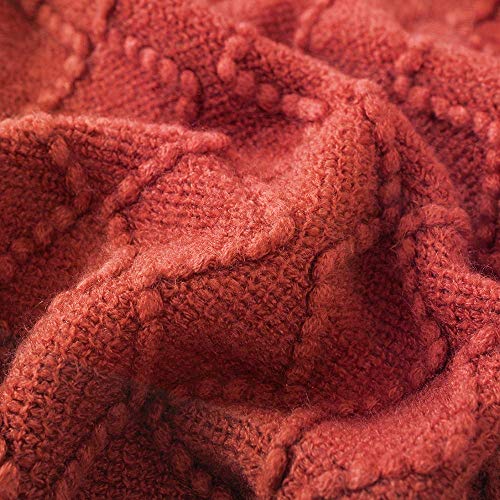 Rust Throw Blanket 50x90 Inch Boho Knitted Soft Throw Sofa Blanket (Rust / 50"x90")