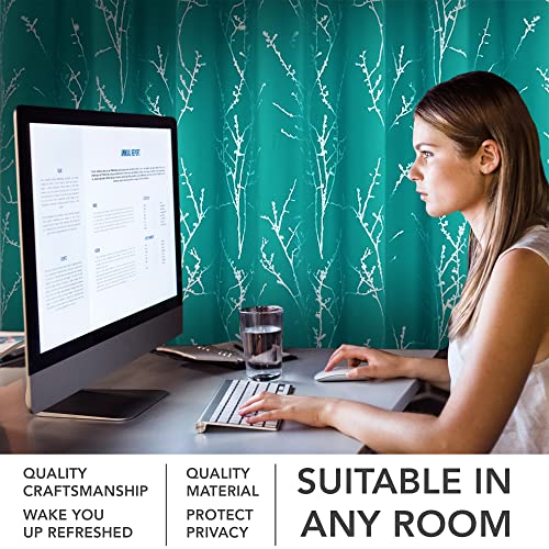 Living Room Curtains 72 Inches Long (Turquoise/Tree Branch / 52"W x 72"L (Pack of 2))