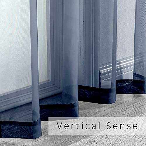 Navy Blue Sheer Curtains 2 Panel Sets 84" Inch Length (Navy Blue / 42"W x 84"L (Pack of 2))