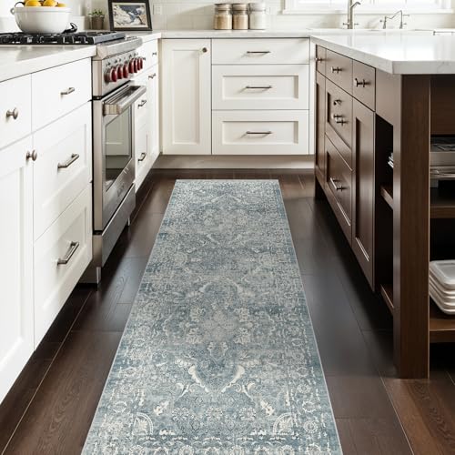 2'6"x8 Washable Runner Rug (Blue / 2'6" x 8' (Runner))