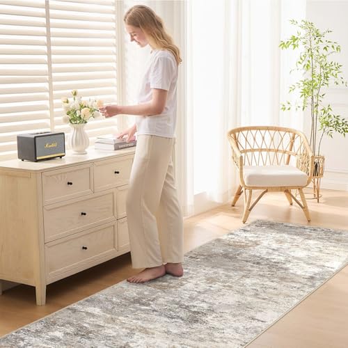 3x14 Washable Runner Rug for Hallway (Brown Grey / 3' x 14' (Runner))