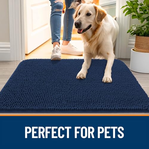 Dog Door Mat for Muddy Paws 40x32 (Dark Blue / 40" X 32")