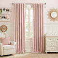 Pink 100%Blackout Linen Curtains for Girl's Room W52 x L84 (Pink / 52"W x 84"L (Pack of 2))
