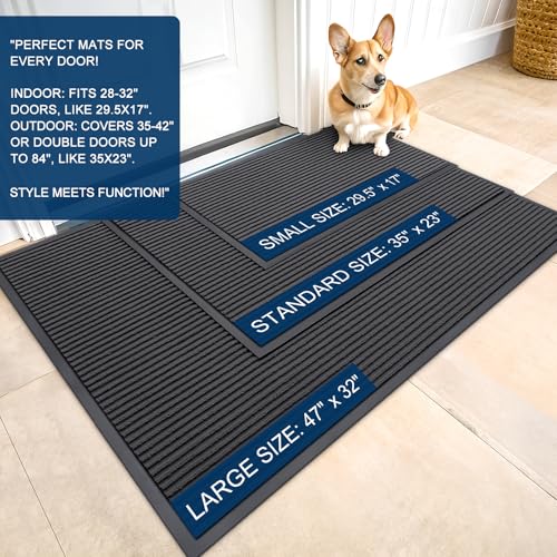 2 Pack Front Door Mats 71x47 (Charcoal Grey / 71" x 47")