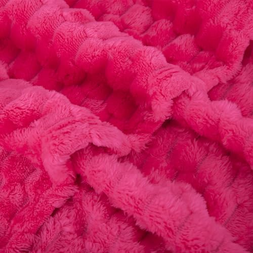 Hot Pink Throw Blanket 60"×80" Fuzzy 3D Jacquard Decorative (Hot Pink / 60"×80”)