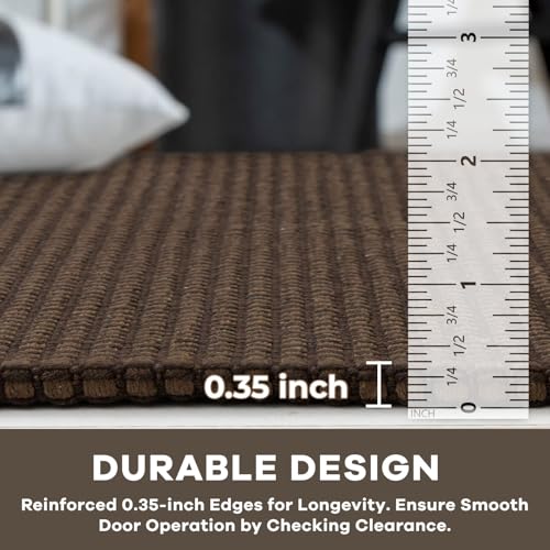 Long Runners for Hallways 2.6x12 ft Washable Kitchen Runner Non Slip Rubber Backed Hallway Rugs Cotton Entryway Runner Rug Floor Carpet for Indoor Hall (Reddish Brown/Coffee / 2'8" x 12' (Runner))
