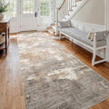 4x12 Runner Rug Washable Abstract (Brown/Brick / 4' x 12')