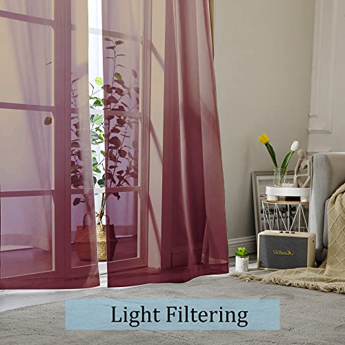 Sheer Curtains (Burgundy / 42"W x 45"L (Pack of 2))