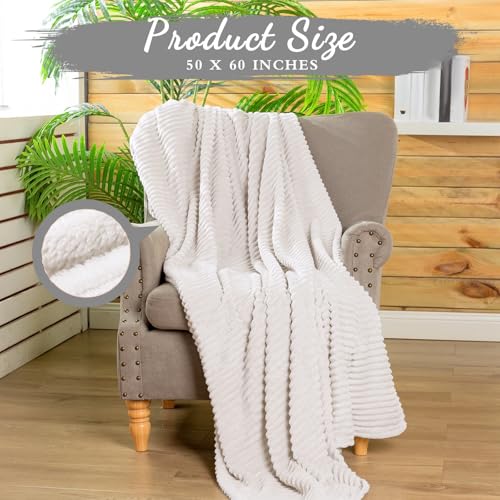 12 Pcs Flannel Blankets Bulk (Cream White)