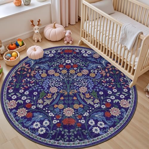 Round Area Rug Living Room (Blue / 6' (Round))