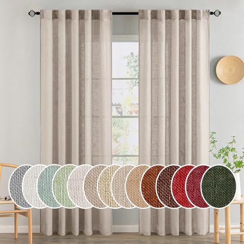 Natural Linen Curtains 52x84 Inch Length for Bedroom Living Room (52"W x 84"L (Pack of 2) / Natural)