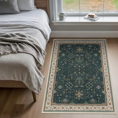 Dark Green Oushak 3x6 Kitchen Rug (3' x 6' (Rectangular) / Dark Green)