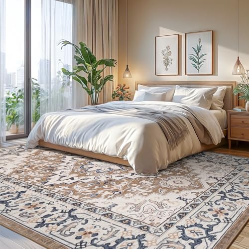 8x10 Area Rugs for Living Room Bedroom (Floral Brown / 8' x 10' (Rectangular))