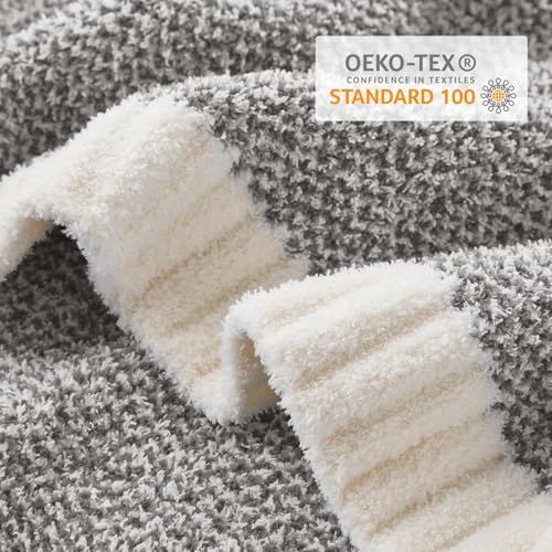 Grey Throw Super Soft Warm Oversized Fuzzy Plush Blanket (Heather Dark Grey / Throw-XL (50"x70"))