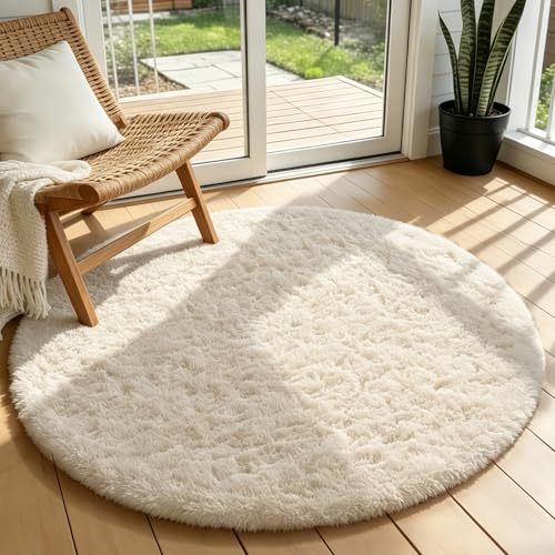 Round Rugs 3Ft Ivory Circle Area Rug (2- Ivory / 3' (Round))