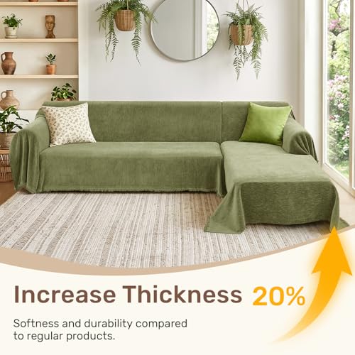 2 Pieces Sectional Couch Covers L Shaped Cover XL Green (Green / 71"×110"+71"×118")