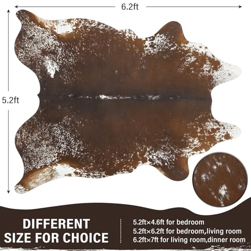 Faux Cowhide Rug (6'3" x 5'2" (6.2"×5.2 ft) / Spotted Brown)