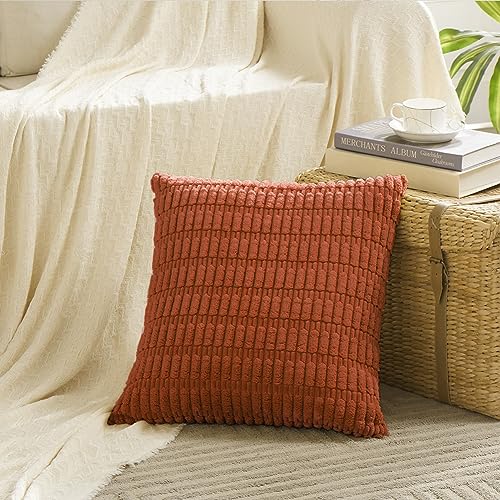 4 Packs Decorative Throw Pillow Covers for Living Room Couch Bed (18" x 18" (Pack of 4) / Burnt Orange)