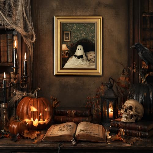 Gold Framed Halloween Canvas Wall Art (37-Halloween Ghost / 8x10)