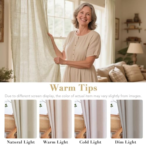 Living Room Linen Curtains (52"W x 54"L (Pack of 2) / Castle Wall)