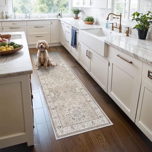 2x6 Hallway Washable Runner Rug (2' x 6' (Rectangular) / Beige)