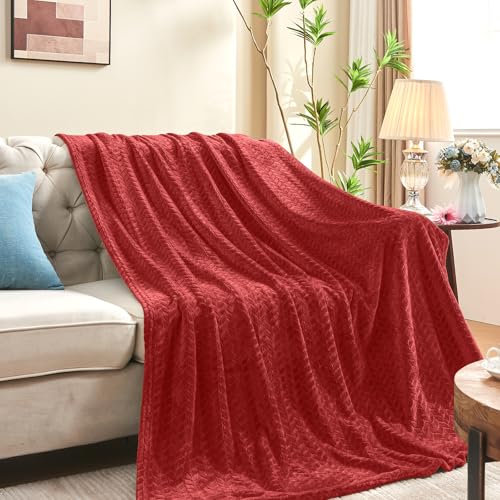 Ruby Red Fleece Throw Blanket for Couch (Ruby Red / Throw/Travel-50x60 IN)