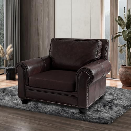 Leather Look Couch Cushion Covers Sofa Seat Slipcovers Sets Couches Furniture Protector for Sectional Armchair Loveseat Pets Kids Stretch Spandex Fabric (1 Cushion Armchair / 01 Chocolate)