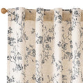 Black Vintage Floral Linen Curtains Farmhouse 38W X 96L 2 Panels (Black on Beige / 38"W x 96"L (Pack of 2))