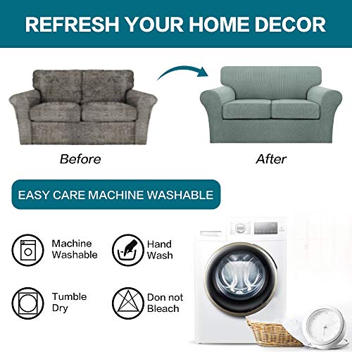 3 Piece Sofa Covers for 2 Cushion Couch Sofa Slipcover Soft Couch Cover for Dogs (Sofa (2 Cushion) / Dark Cyan)