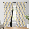 Moroccan 100% Blackout Curtains Bedroom Yellow Grey 50x84 2 Panels (Rod Pocket | Yellow and Grey / 50"W x 84"L (Pack of 2))