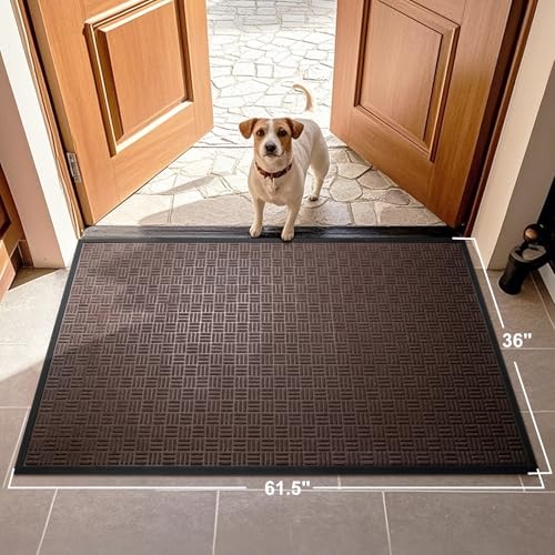 Front Door Mat Outdoor Entrance (Mocha Brown / 3' x 5'2" (Rectangular))