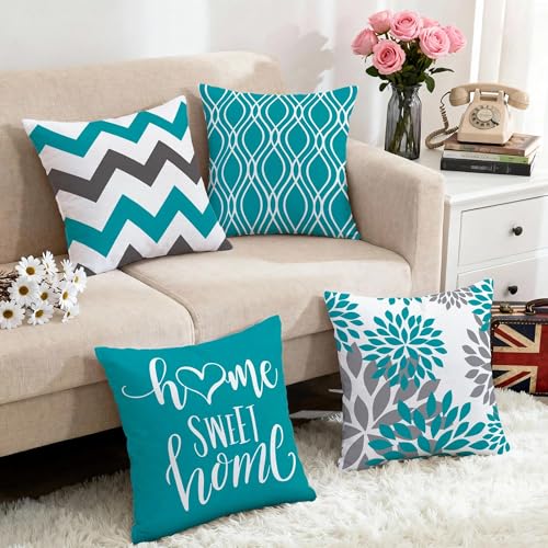Throw Pillow Covers 18x18 (Teal / 18" x 18" (Pack of 4))