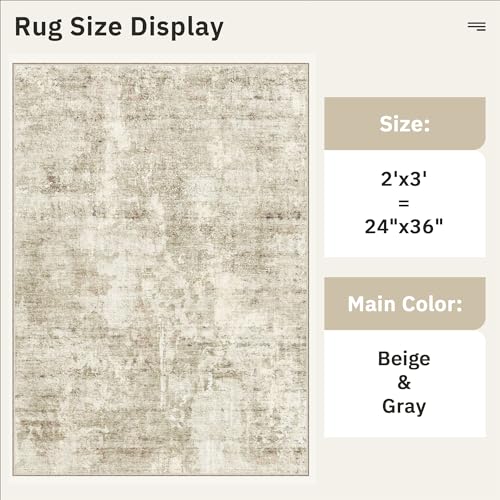 2x3 Abstract Washable Rugs for Kitchen (Beige/Gray / 2' x 3' (Rectangular))