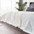 Ribbed Jacquard Off White Blankets Queen Size for Bed (White / Queen(90"x90"))