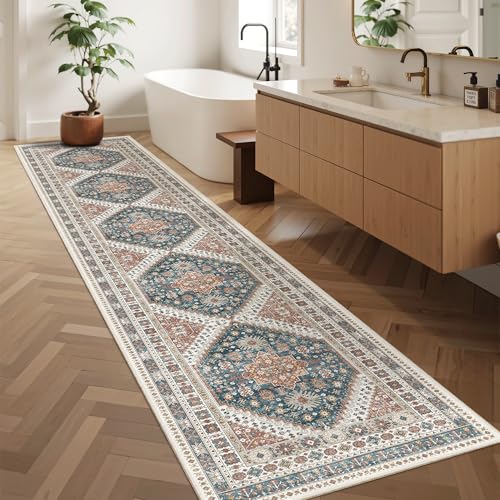 Washable Runner Rugs 2x12 Long for Hallway Kitchen Soft (Navy Blue / 2' x 12' (Runner))