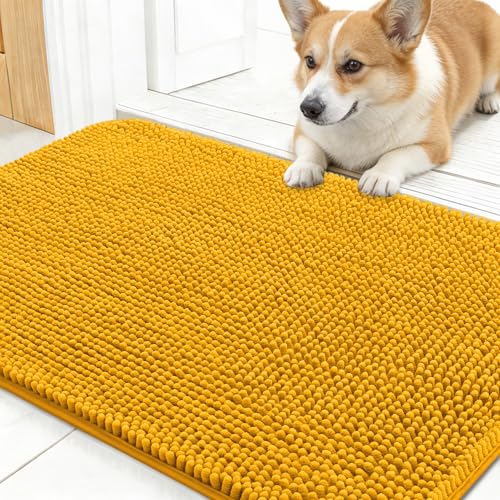 Dog Door Mat for Muddy Paws 30x17 (Golden Yellow / 30" X 17")