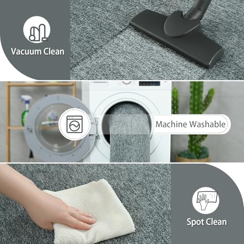 4x6 Area Rugs for Living Room Non Slip Bedroom Rug (4' x 6' (Rectangular) / Grey and White)